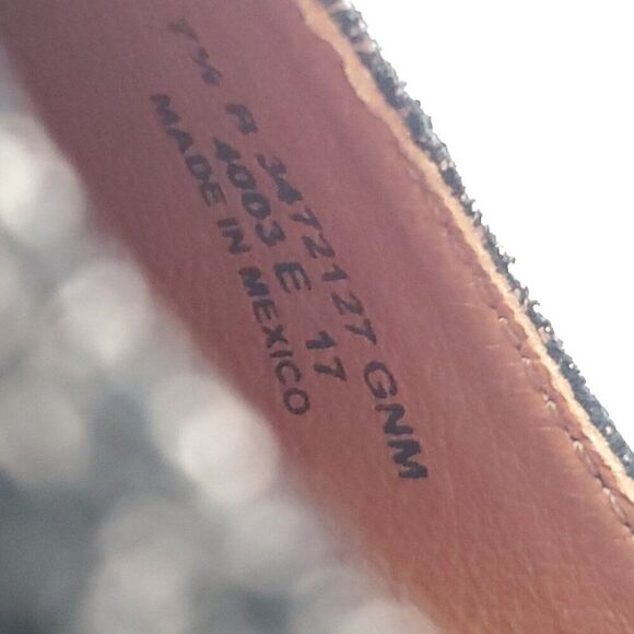 Frye Suede Carson Ballet Flats 7.5 Black Metallic Silver Tone Distressing - Picture 8 of 8